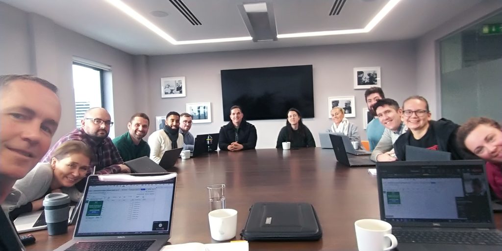 Maracuja Media Founder Michael Day having a strategy meeting with a customer's marketing and sales team
